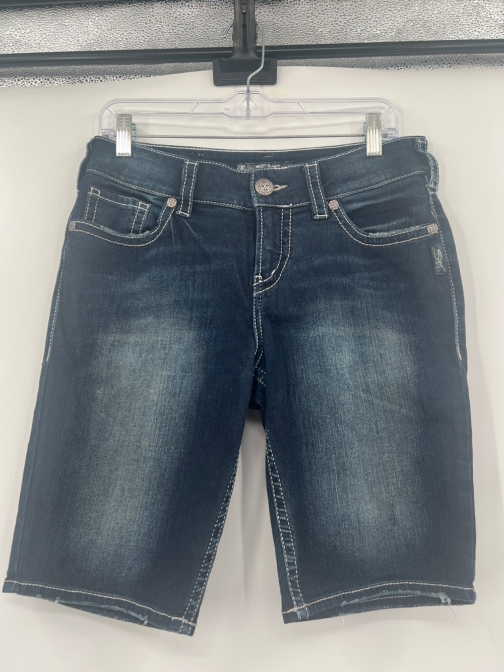Size 29/11L  Silver Dark Wash Women's Denim Bermuda Shorts